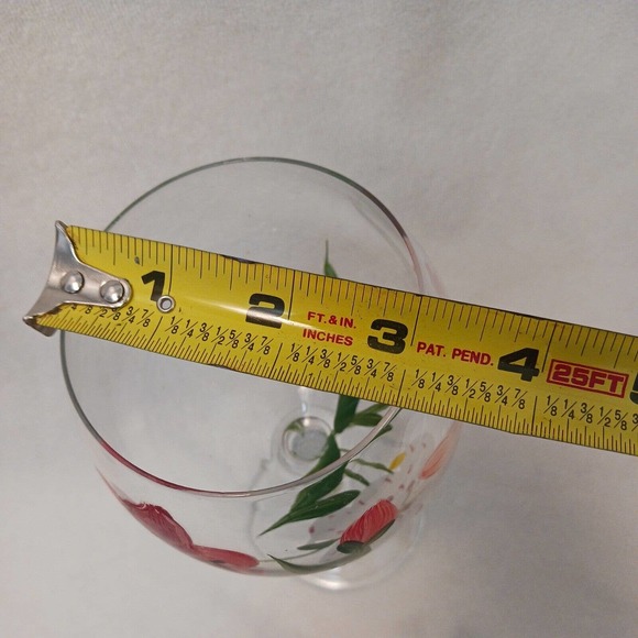 9" Goblet HAND PAINTED WINE GLASS Tropical Asian Lilly Flowers - Picture 7 of 14